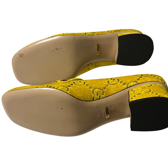 Gucci Yellow Velvet GG Marmont Block Heel Pumps – Size 41 100% Authentic New - Picture 14 of 16